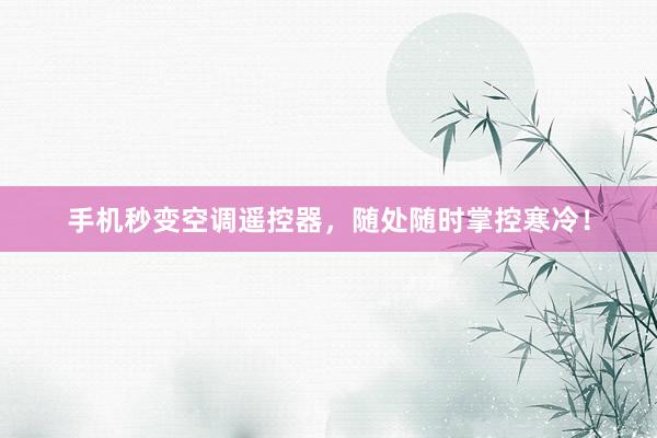 手机秒变空调遥控器，随处随时掌控寒冷！